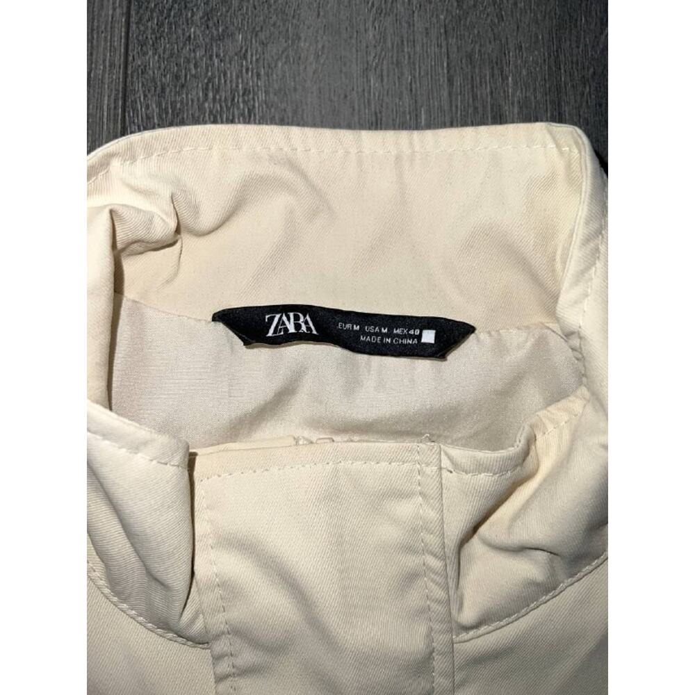 Zara Men Cream White Smart Harrington Y2K Bomber Jacket Size Medium A004146 - Picture 4 of 9